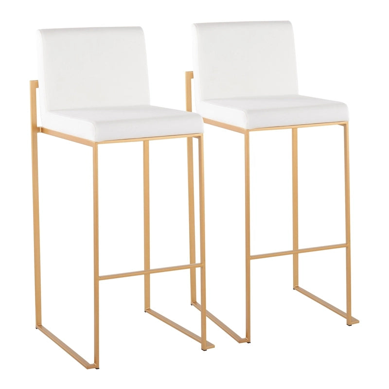 Contemporary High Back Upholstered Bar Stool with Metal Frame, Set of 2, Multi-Color