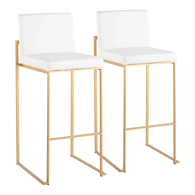 Contemporary High Back Upholstered Bar Stool with Metal Frame, Set of 2, Multi-Color