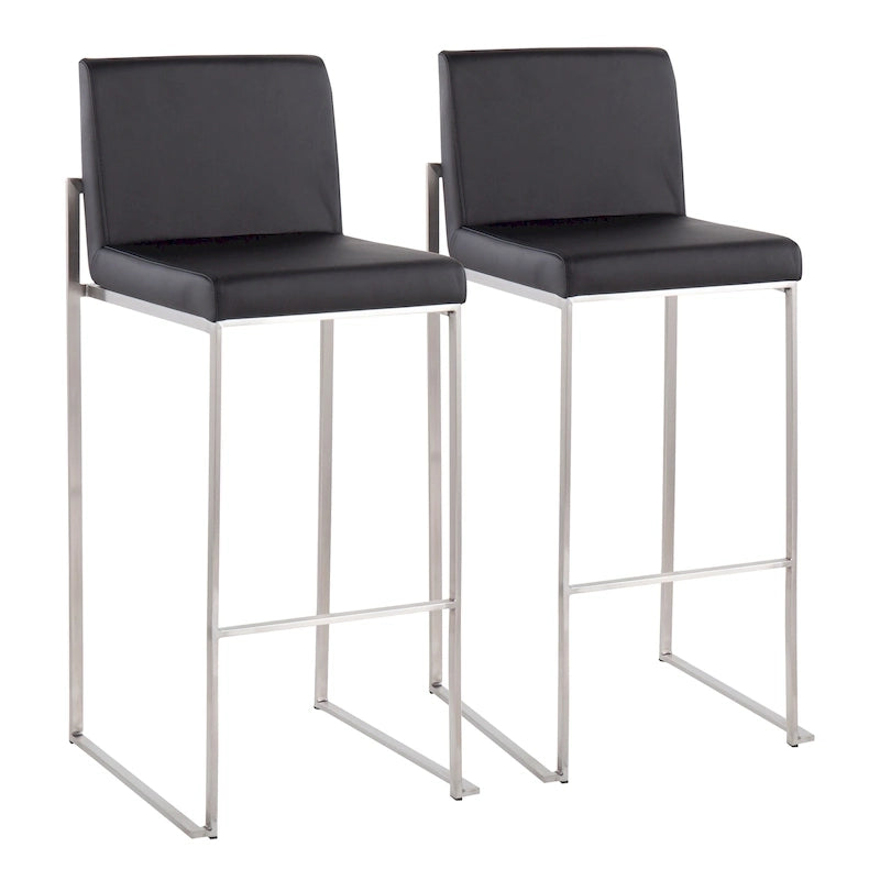 Contemporary High Back Upholstered Bar Stool with Metal Frame, Set of 2, Multi-Color