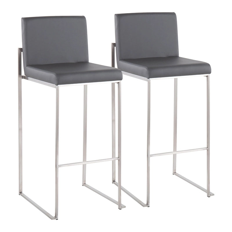 Contemporary High Back Upholstered Bar Stool with Metal Frame, Set of 2, Multi-Color