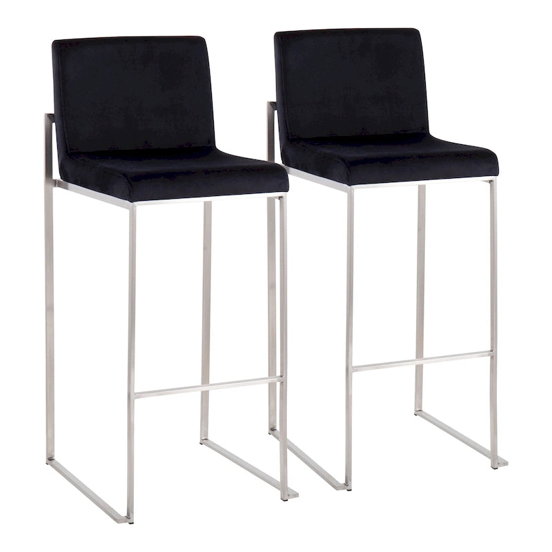 Contemporary High Back Upholstered Bar Stool with Metal Frame, Set of 2, Multi-Color