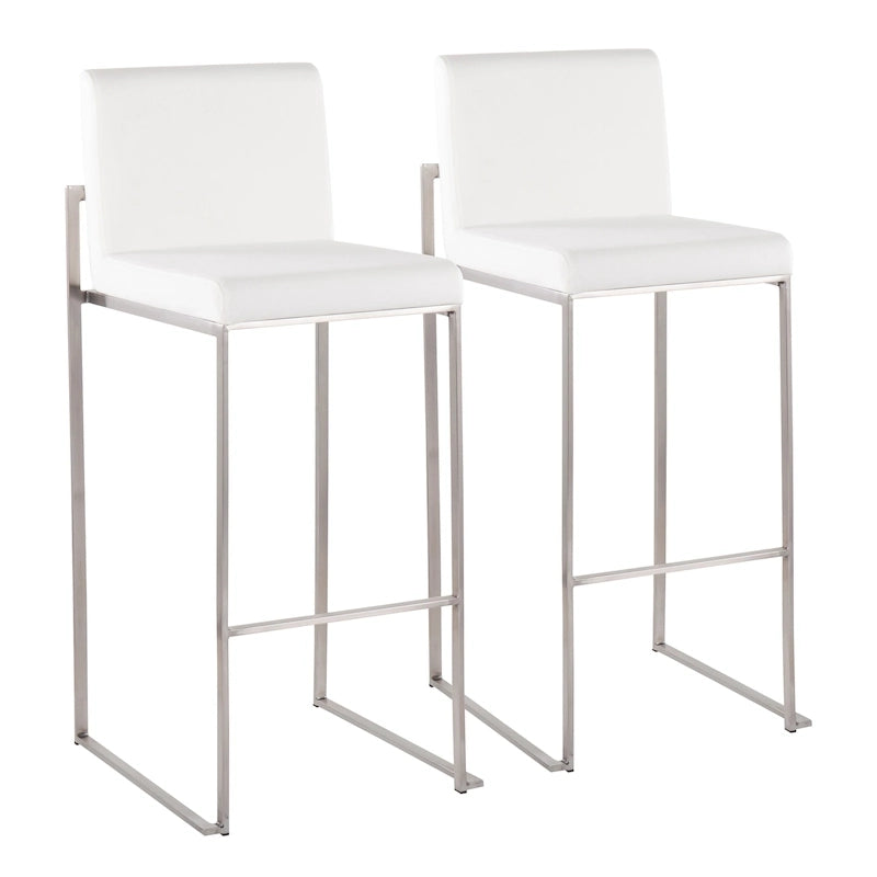 Contemporary High Back Upholstered Bar Stool with Metal Frame, Set of 2, Multi-Color