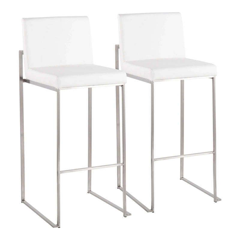 Contemporary High Back Upholstered Bar Stool with Metal Frame, Set of 2, Multi-Color