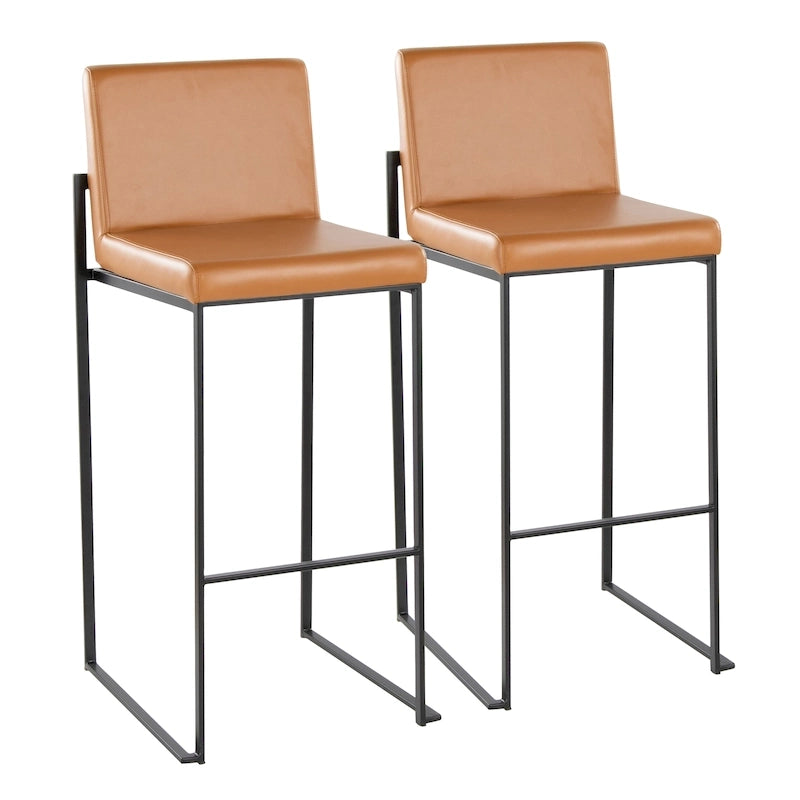 Contemporary High Back Upholstered Bar Stool with Metal Frame, Set of 2, Multi-Color