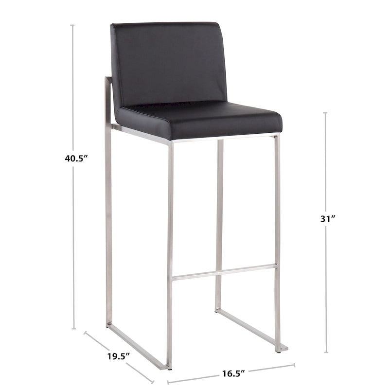 Contemporary High Back Upholstered Bar Stool with Metal Frame, Set of 2, Multi-Color