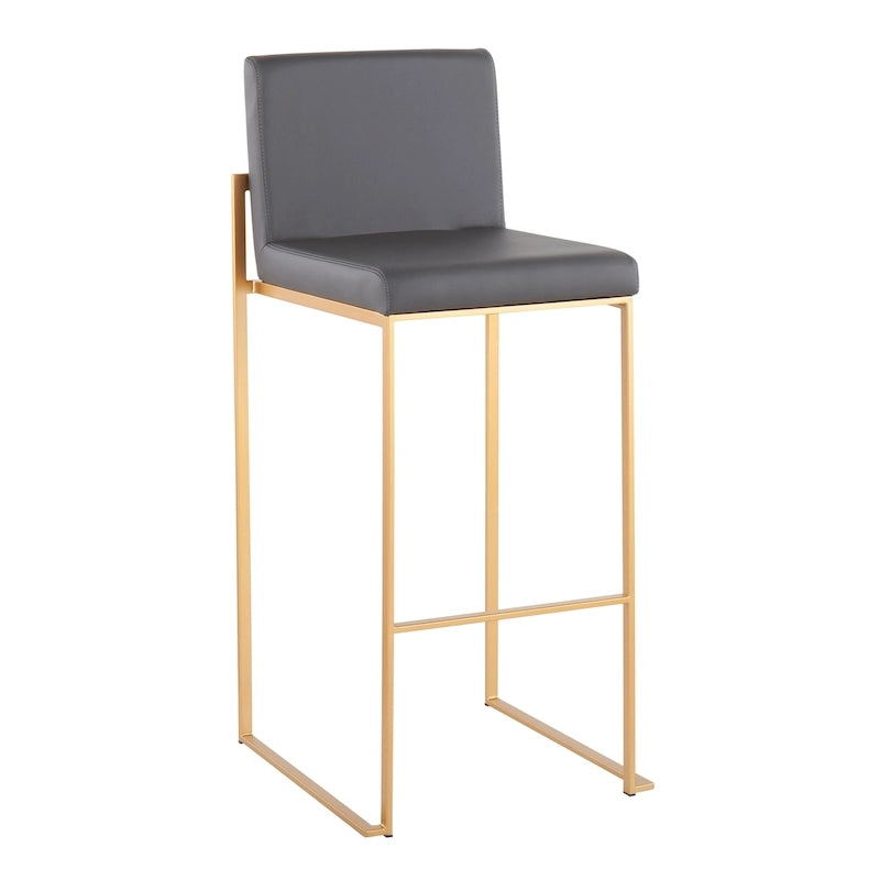 Contemporary High Back Upholstered Bar Stool with Metal Frame, Set of 2, Multi-Color