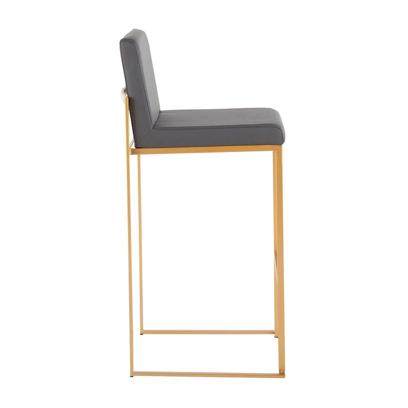 Contemporary High Back Upholstered Bar Stool with Metal Frame, Set of 2, Multi-Color