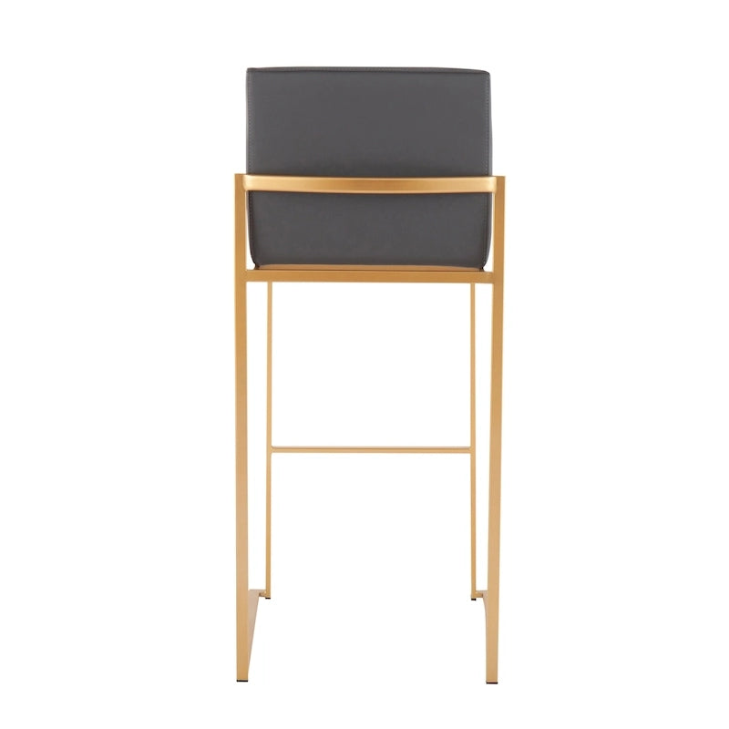 Contemporary High Back Upholstered Bar Stool with Metal Frame, Set of 2, Multi-Color