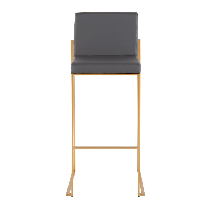 Contemporary High Back Upholstered Bar Stool with Metal Frame, Set of 2, Multi-Color