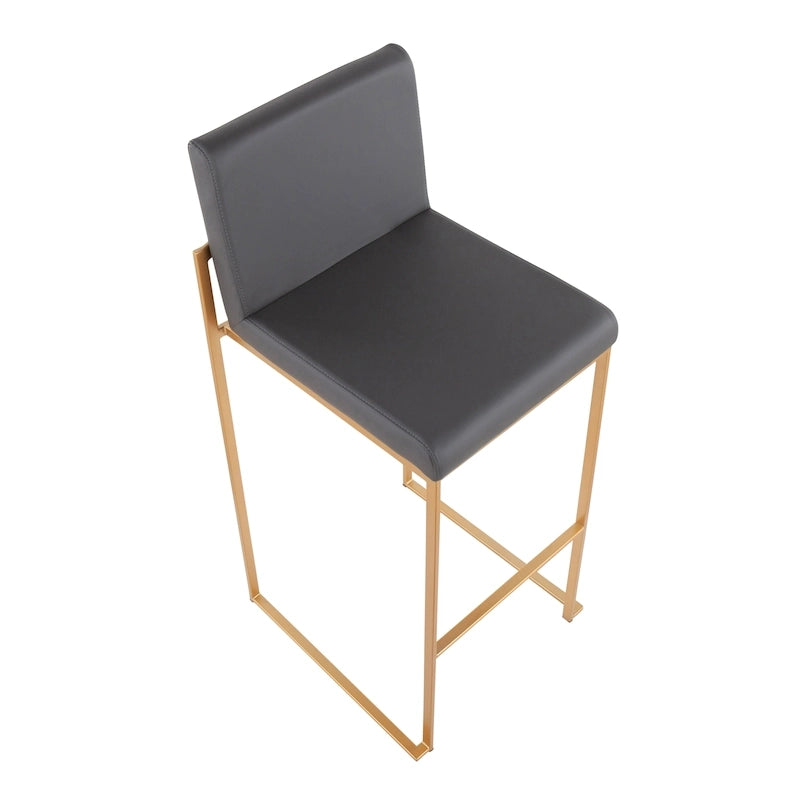Contemporary High Back Upholstered Bar Stool with Metal Frame, Set of 2, Multi-Color