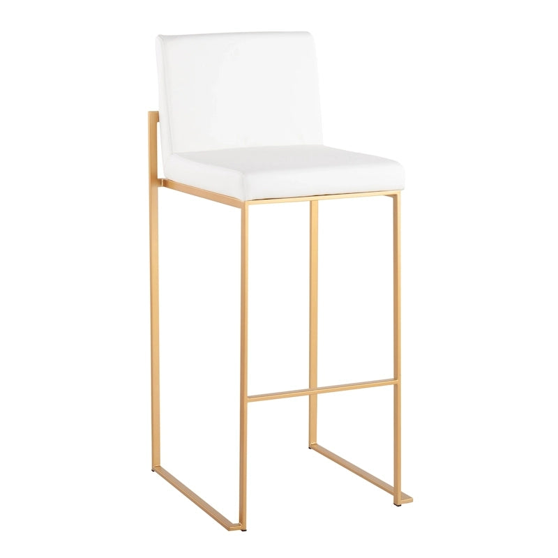 Contemporary High Back Upholstered Bar Stool with Metal Frame, Set of 2, Multi-Color