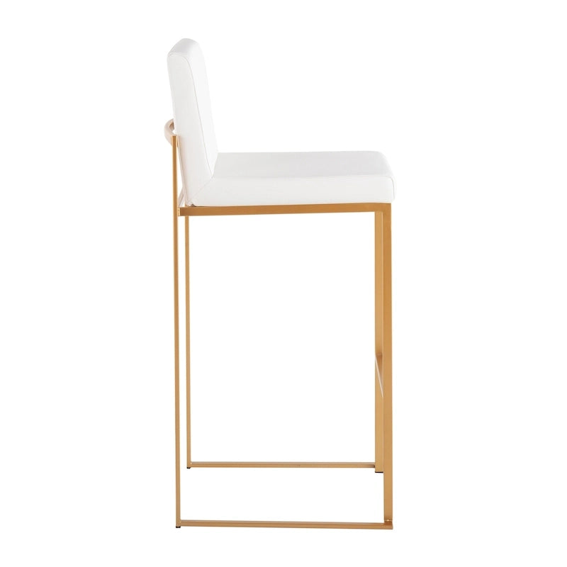 Contemporary High Back Upholstered Bar Stool with Metal Frame, Set of 2, Multi-Color
