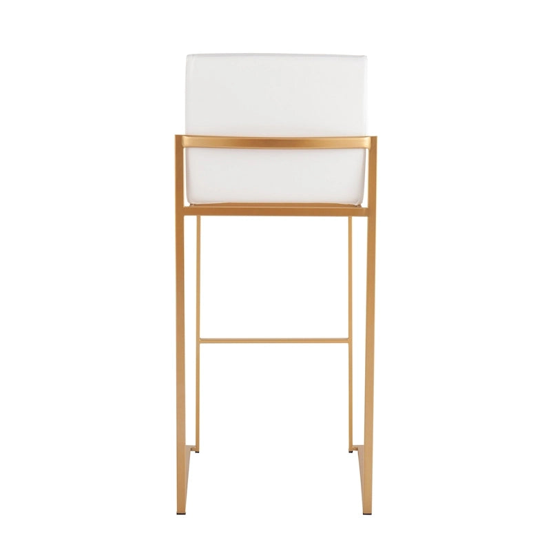 Contemporary High Back Upholstered Bar Stool with Metal Frame, Set of 2, Multi-Color