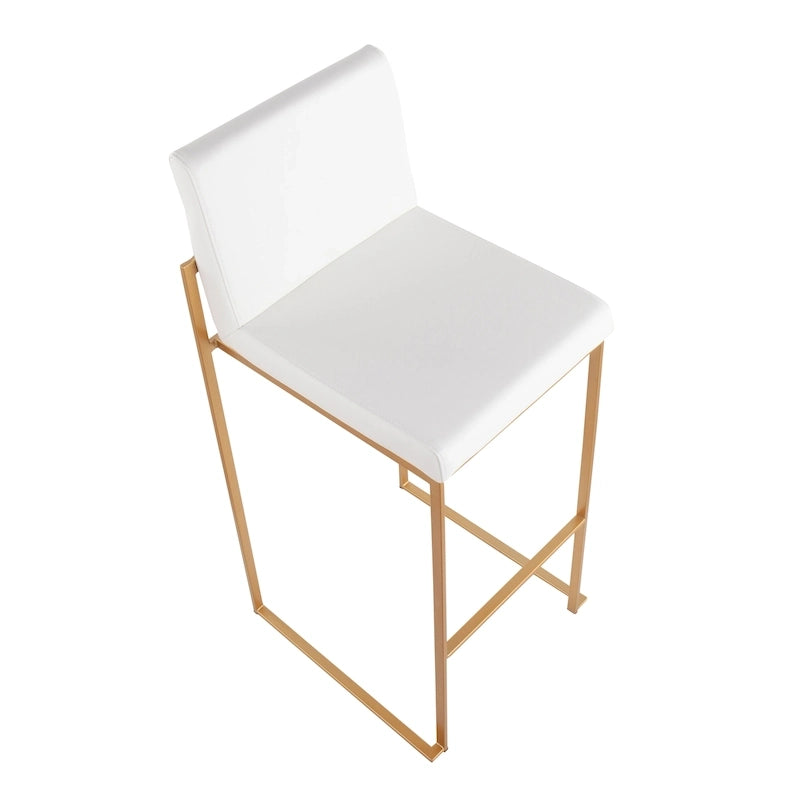 Contemporary High Back Upholstered Bar Stool with Metal Frame, Set of 2, Multi-Color