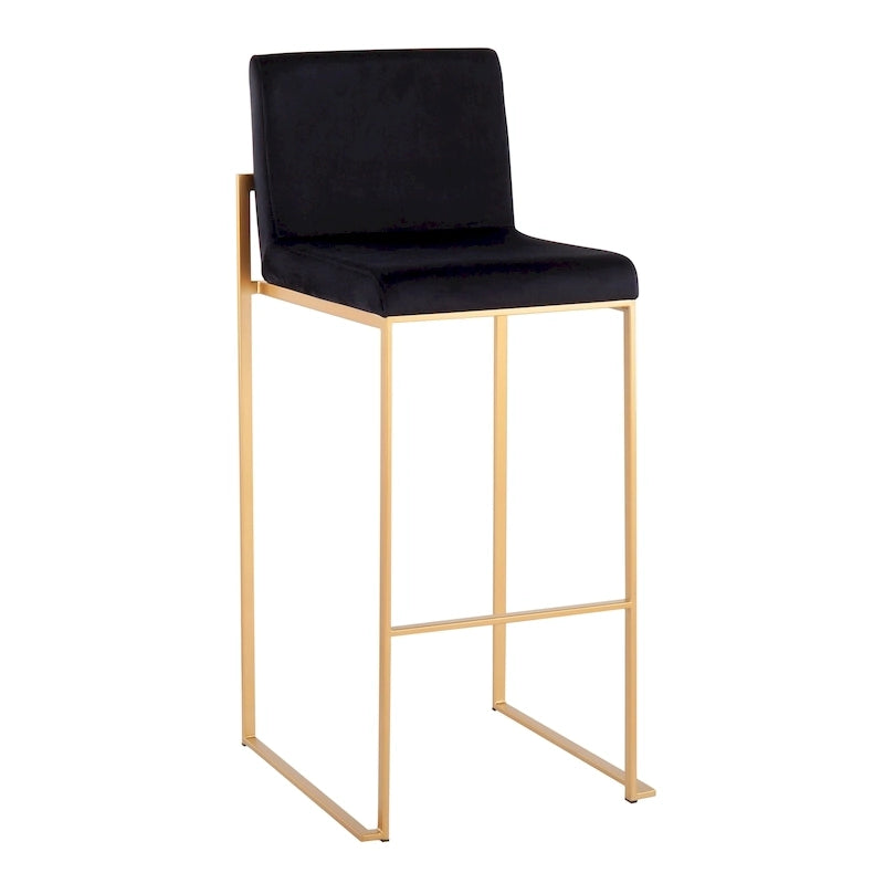 Contemporary High Back Upholstered Bar Stool with Metal Frame, Set of 2, Multi-Color