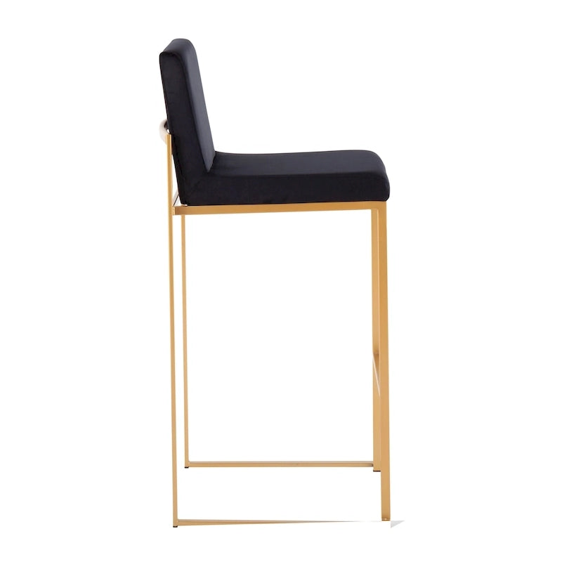 Contemporary High Back Upholstered Bar Stool with Metal Frame, Set of 2, Multi-Color
