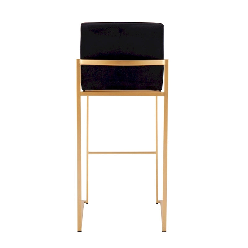 Contemporary High Back Upholstered Bar Stool with Metal Frame, Set of 2, Multi-Color