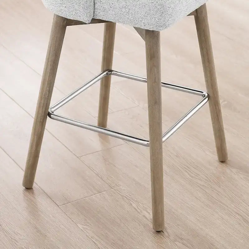 Mid-Century Modern Upholstered Counter Height Swivel Barstool with Footrest, Set of 2, Multi-Color