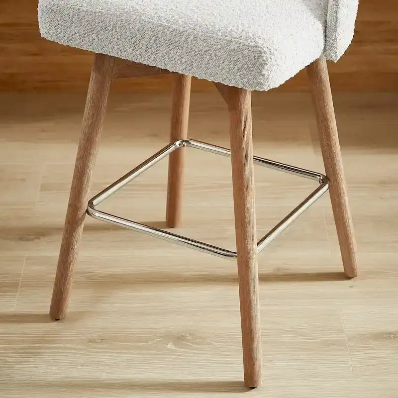 Mid-Century Modern Upholstered Counter Height Swivel Barstool with Footrest, Set of 2, Multi-Color