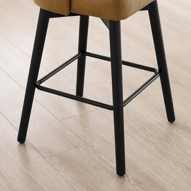 Mid-Century Modern Upholstered Counter Height Swivel Barstool with Footrest, Set of 2, Multi-Color