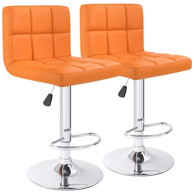 Height Adjustable Armless Swivel PU Leather Bar Stool with Chrome Base, Set of 2, Multi-Color