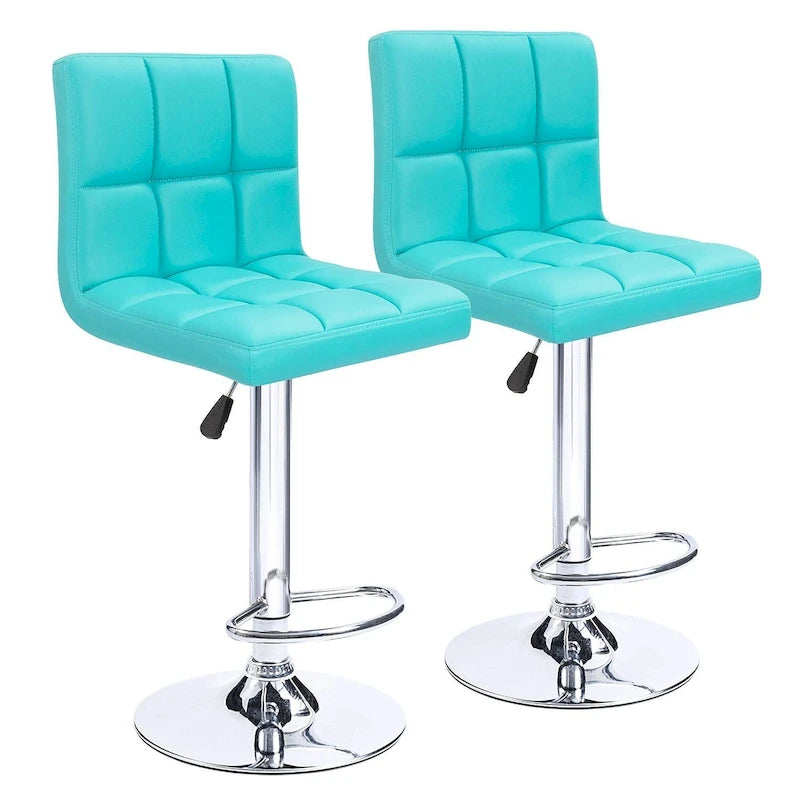 Height Adjustable Armless Swivel PU Leather Bar Stool with Chrome Base, Set of 2, Multi-Color