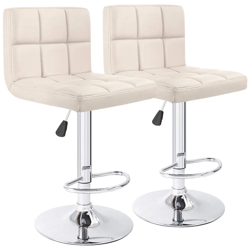 Height Adjustable Armless Swivel PU Leather Bar Stool with Chrome Base, Set of 2, Multi-Color