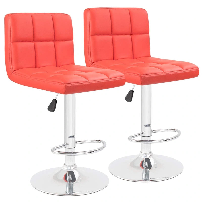Height Adjustable Armless Swivel PU Leather Bar Stool with Chrome Base, Set of 2, Multi-Color