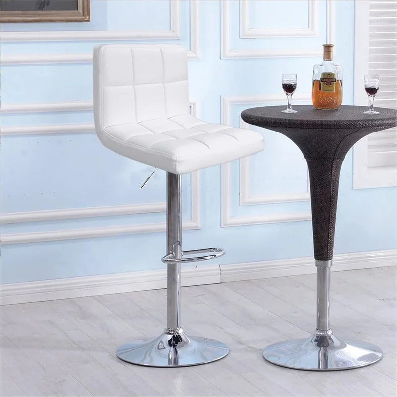Height Adjustable Armless Swivel PU Leather Bar Stool with Chrome Base, Set of 2, Multi-Color