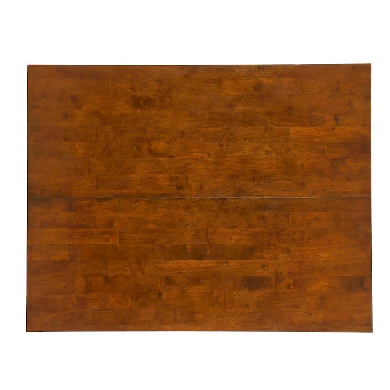 Rubberwood Extendable Counter Height Dining Table with Storage Cabinet and Leaf, Brown