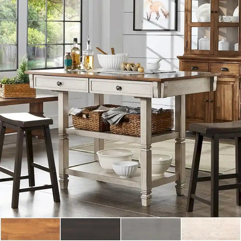 Elena 2-tone Antique Kitchen Island Buffet by iNSPIRE Q Classic