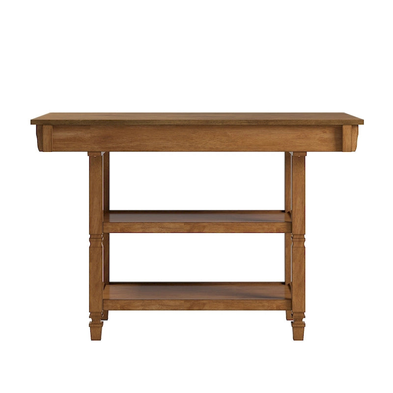 Two-Tone Rubberwood Kitchen Island with 2 Felt-Lined Drawers and 2 Open Shelves, Multi-Color