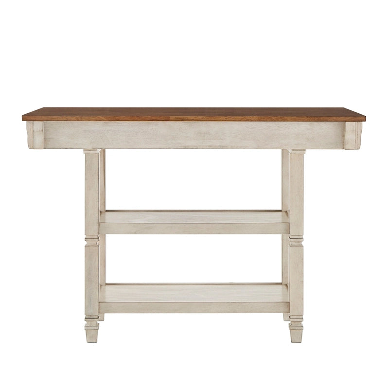 Two-Tone Rubberwood Kitchen Island with 2 Felt-Lined Drawers and 2 Open Shelves, Multi-Color