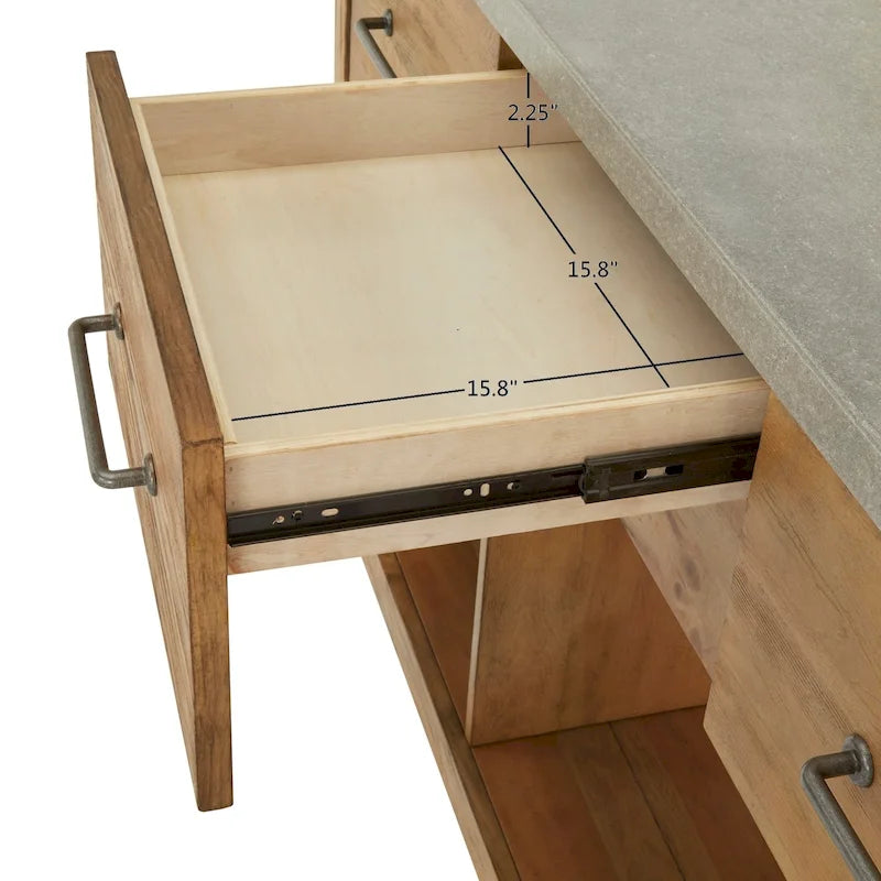 Reclaimed-Look Carbonized Pine Extendable Kitchen Island with 3 Drawers and Open Shelf, Multi-Finish