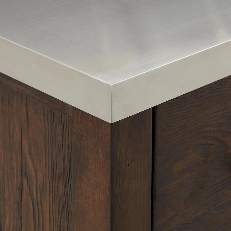 Reclaimed-Look Carbonized Pine Extendable Kitchen Island with 3 Drawers and Open Shelf, Multi-Finish