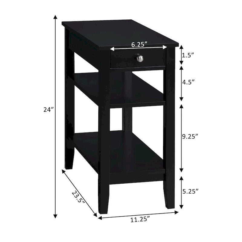 Chairside End Table with Charging Station, 1 Drawer and 3-Tier Shelves, Multi-Color