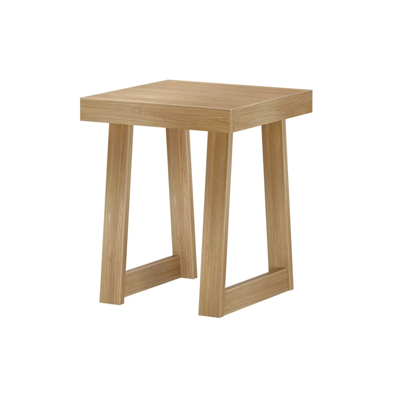 Solid Pine Wood Square Side Table with A-Frame Legs, Wirebrush Finish, Multi-Color