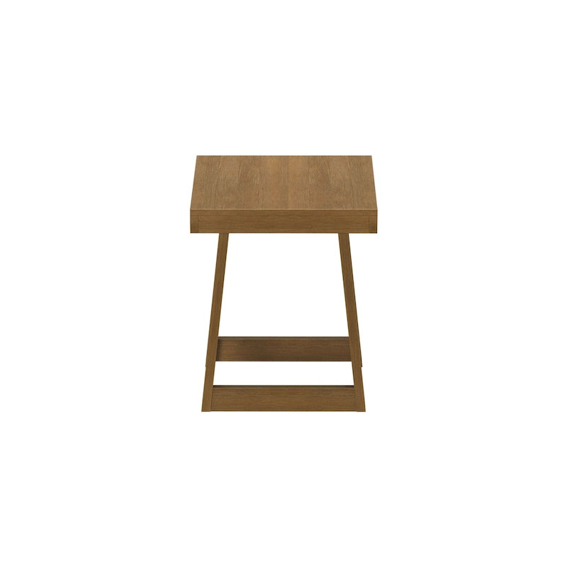 Solid Pine Wood Square Side Table with A-Frame Legs, Wirebrush Finish, Multi-Color
