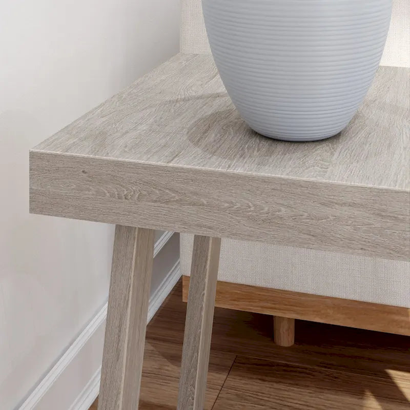 Solid Pine Wood Square Side Table with A-Frame Legs, Wirebrush Finish, Multi-Color
