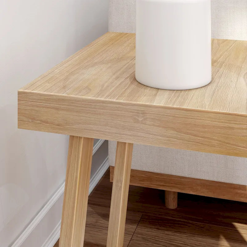 Solid Pine Wood Square Side Table with A-Frame Legs, Wirebrush Finish, Multi-Color