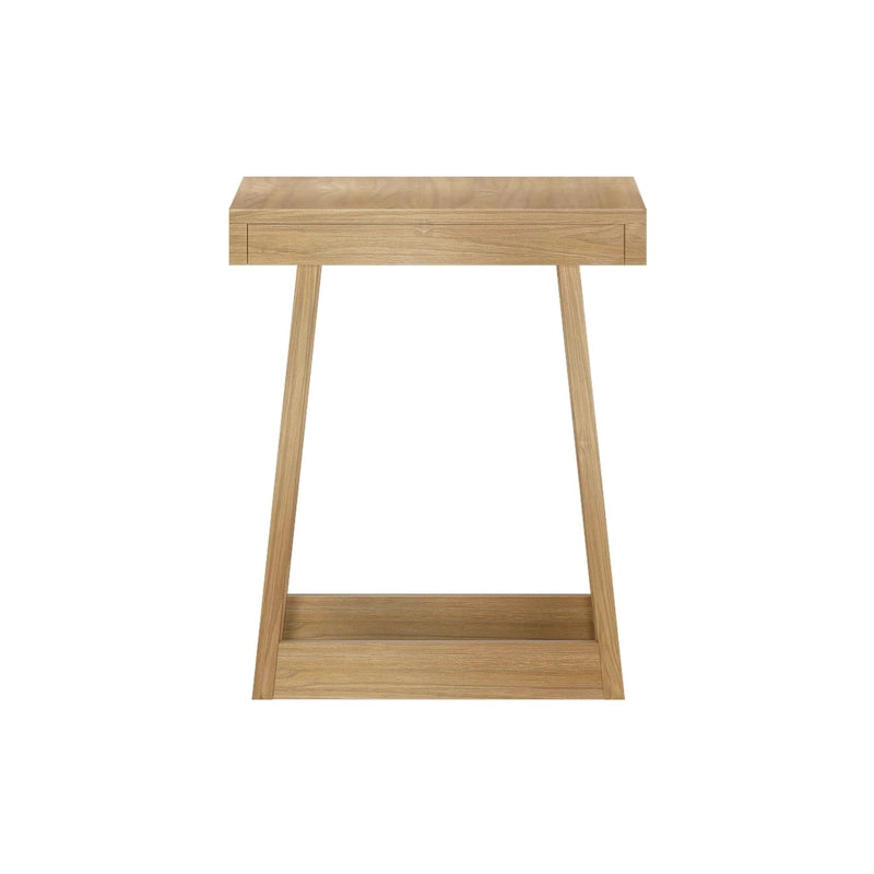 Solid Pine Wood Square Side Table with A-Frame Legs, Wirebrush Finish, Multi-Color