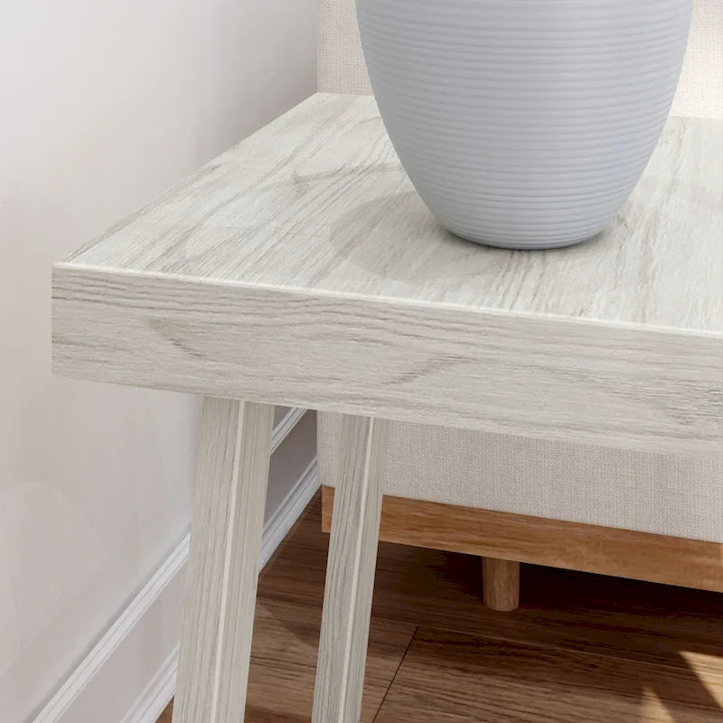 Solid Pine Wood Square Side Table with A-Frame Legs, Wirebrush Finish, Multi-Color