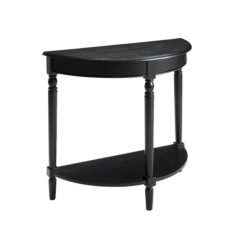 Half-Round Entryway Console Table with Bottom Shelf and Turned Legs, Multi-Color
