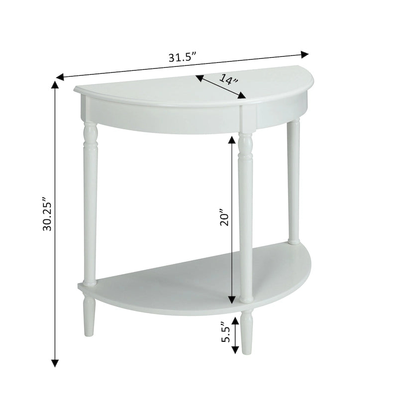 Half-Round Entryway Console Table with Bottom Shelf and Turned Legs, Multi-Color