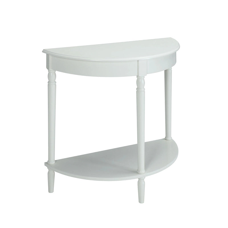 Half-Round Entryway Console Table with Bottom Shelf and Turned Legs, Multi-Color