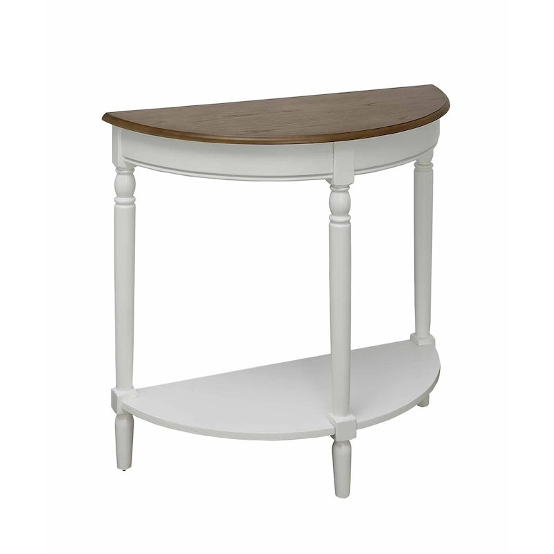 Half-Round Entryway Console Table with Bottom Shelf and Turned Legs, Multi-Color