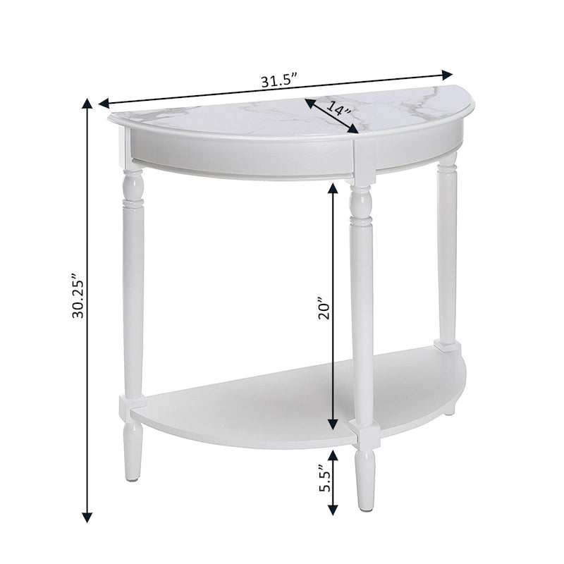 Half-Round Entryway Console Table with Bottom Shelf and Turned Legs, Multi-Color