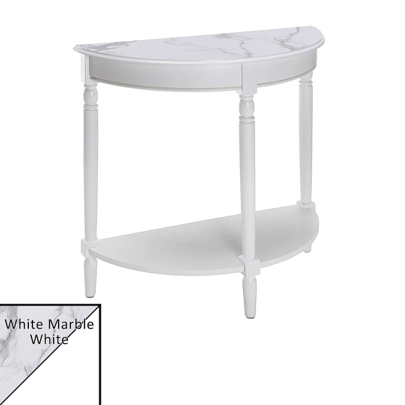 Half-Round Entryway Console Table with Bottom Shelf and Turned Legs, Multi-Color