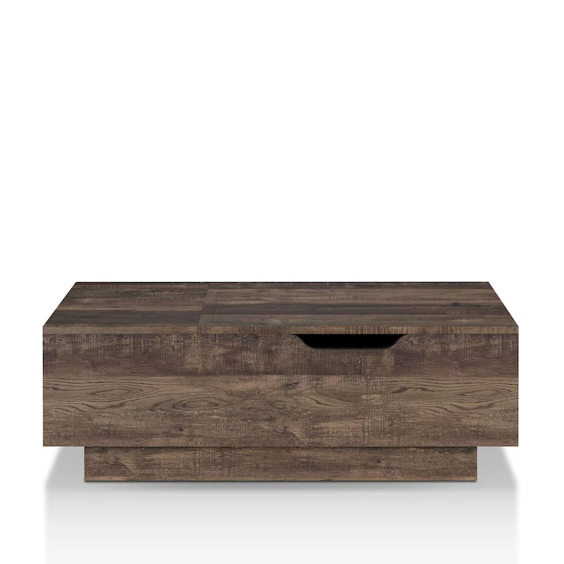 Rustic Lift-Top Coffee Table with Hidden Storage and Open Side Shelf, Multi-Color