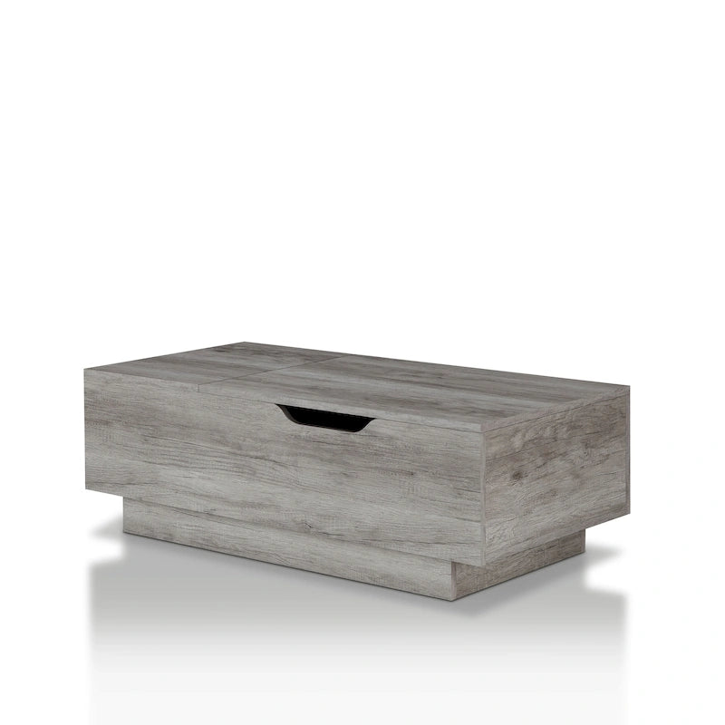 Rustic Lift-Top Coffee Table with Hidden Storage and Open Side Shelf, Multi-Color